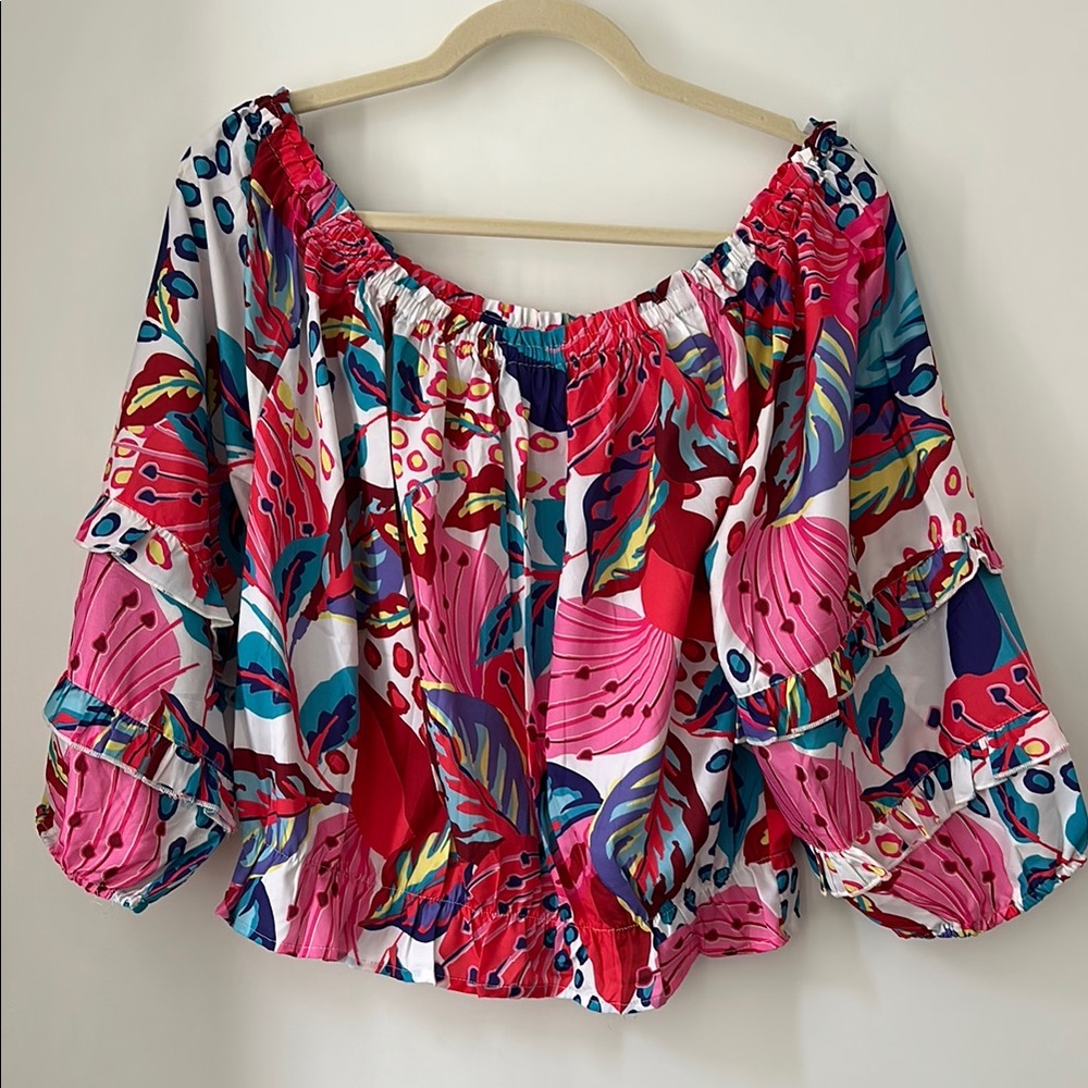 Rachel Zoe Pink and Blue Blouse Top